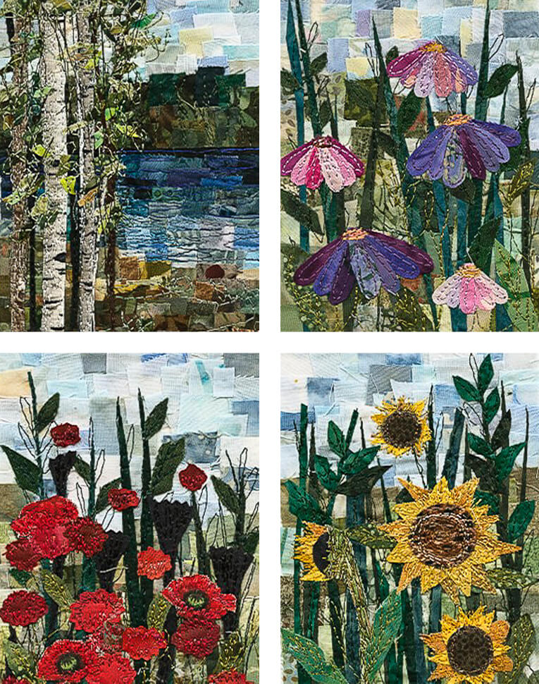 Small mosaic art quilts by ann loveless